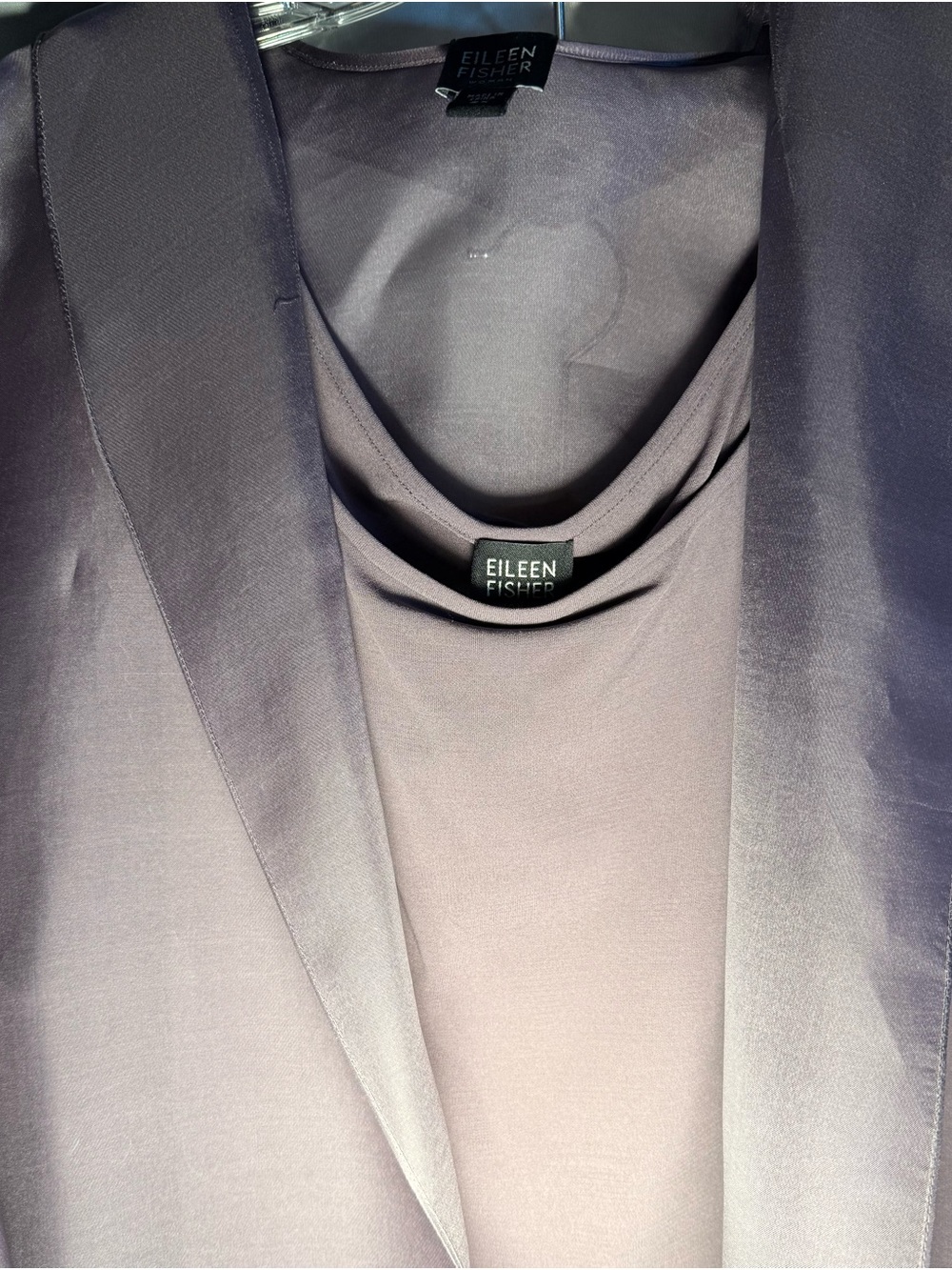Eileen Fisher 2X Silk Lavender Sheer Open-Front Jacket - Picture 9 of 9